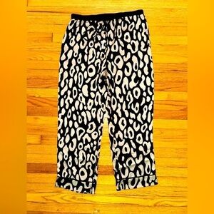 Soft Surroundings Black & Tan Animal Print Wide Leg Pull On Palooza Pants L